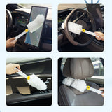 Hand Duster Electrostatic Adsorption Washable Replaceable Cleaning Fibers Telescopic Duster for Floor Desk CleaningFlat White - 45-Degree Angle