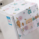 Refrigerator Dust Cover PEVA Home Water and Oil Proofing Refrigerator Cover Towel for Kitchen Fashionable Flower 130x55cm/51.2x21.7in - Side View