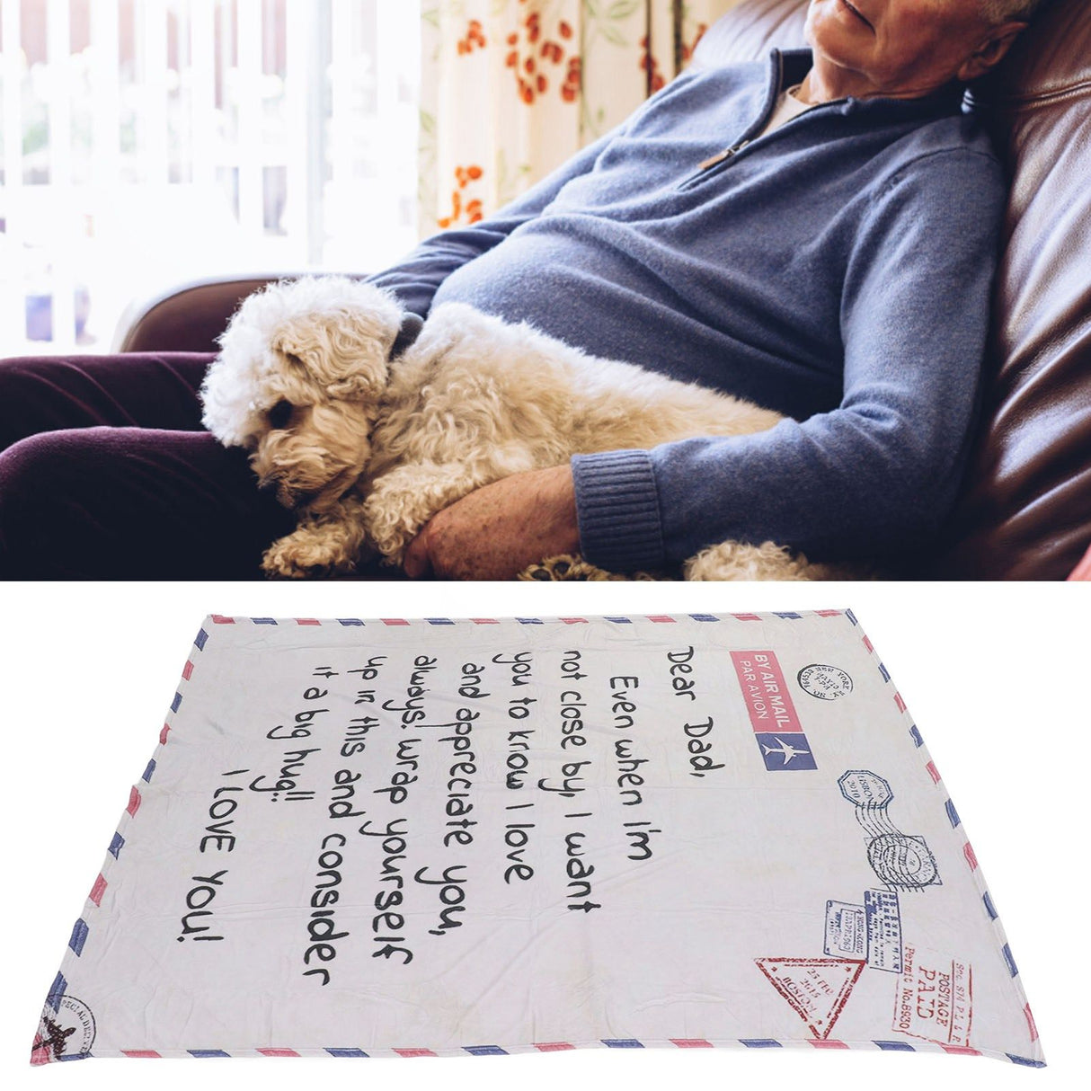 Envelope Blanket Multifunctional Personalized Soft Skin Friendly Polyester Throw Blanket for Father 59.1 X 86.6in