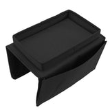 Sofa Tray Folding Arm Storage Holder Table 600D Oxford Cloth Side Pockets for Couch Black - Rear View