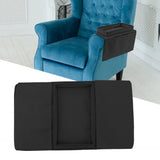 Sofa Tray Folding Arm Storage Holder Table 600D Oxford Cloth Side Pockets for Couch Black