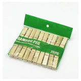 20Pcs Clothes Peg Bamboo Clothespins with Spring Windproof Clothes Clips for Outdoor Balcony