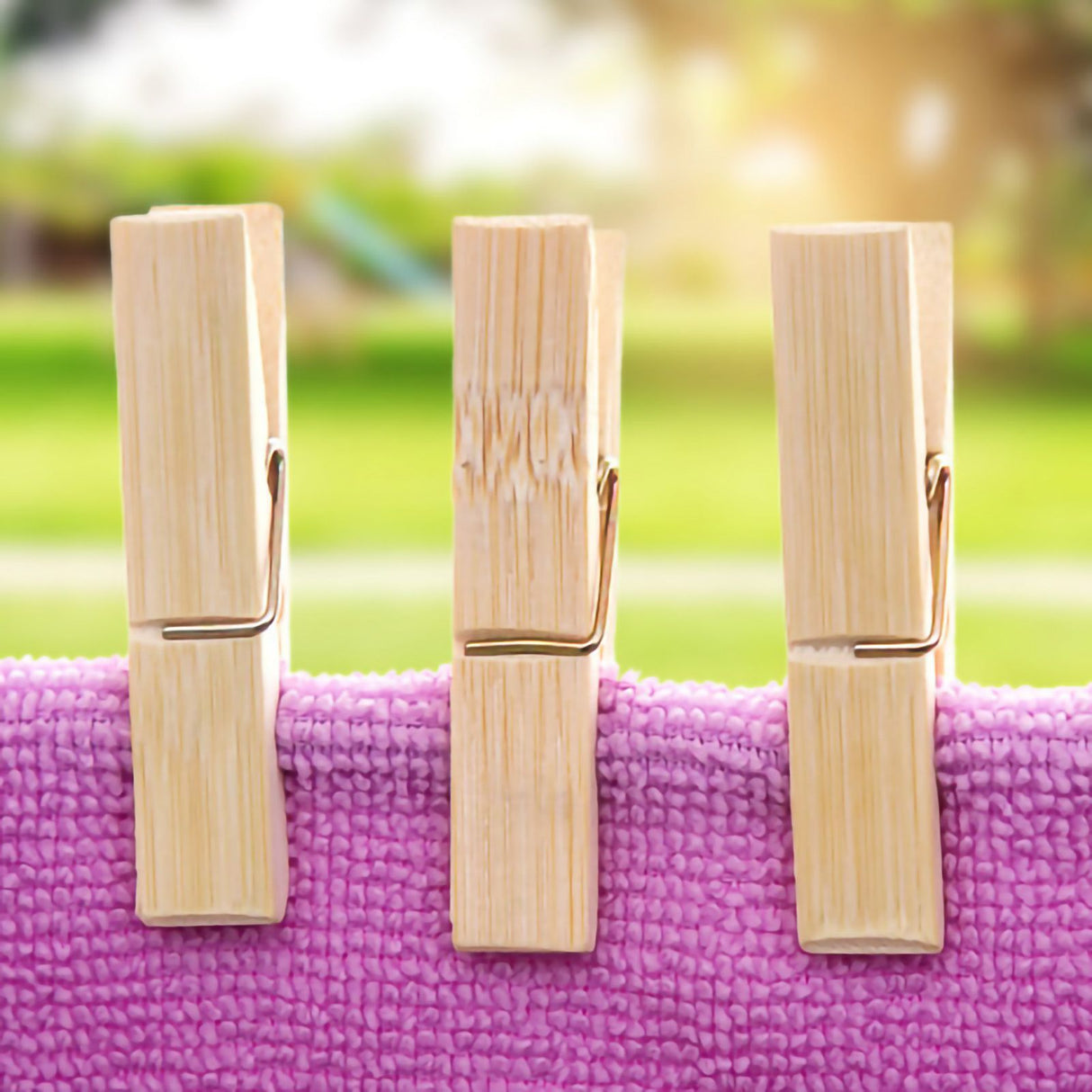 20Pcs Clothes Peg Bamboo Clothespins with Spring Windproof Clothes Clips for Outdoor Balcony
