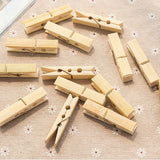 20Pcs Clothes Peg Bamboo Clothespins with Spring Windproof Clothes Clips for Outdoor Balcony - Side View