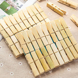 20Pcs Clothes Peg Bamboo Clothespins with Spring Windproof Clothes Clips for Outdoor Balcony - Rear View