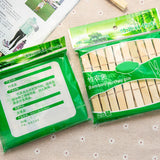 20Pcs Clothes Peg Bamboo Clothespins with Spring Windproof Clothes Clips for Outdoor Balcony - Close-Up Angle