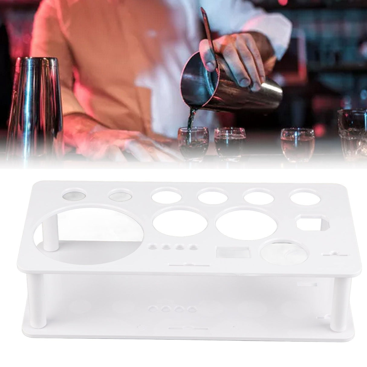 Bartender Kit Stand Space Saving Organize Storage Plastic Bartending Tool Holder for Bar Home L