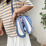 Rabbit Ear Crossbody Bag Summer Oxford Cloth Lovely Bowknot Crossbody Bag for Girls Blue