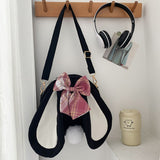 Rabbit Ear Crossbody Bag Summer Oxford Cloth Lovely Bowknot Crossbody Bag for Girls Black - 45-Degree Angle