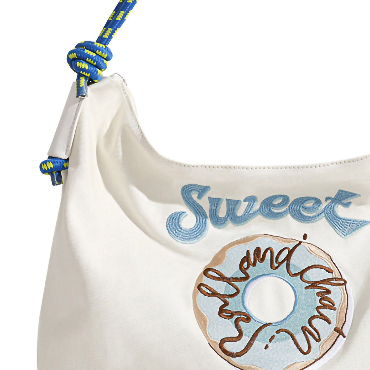 Large Capacity Canvas Bags Hand Embroidered Underarm Bag Versatile Women Tote Bag for Shopping Blue