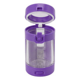 Glow Storage Jar with Grinder LED Waterproof Transparent Glass Seal Jar with 55mm Grinder for Outdoor Purple - 45-Degree Angle