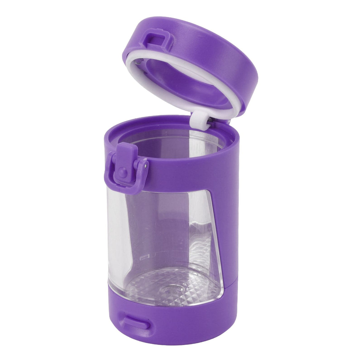 Glow Storage Jar with Grinder LED Waterproof Transparent Glass Seal Jar with 55mm Grinder for Outdoor Purple