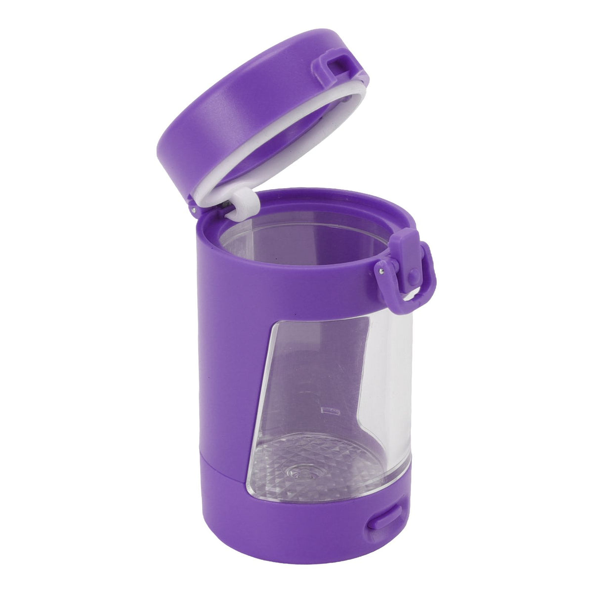 Glow Storage Jar with Grinder LED Waterproof Transparent Glass Seal Jar with 55mm Grinder for Outdoor Purple