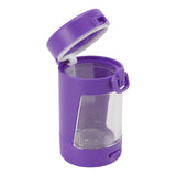 Glow Storage Jar with Grinder LED Waterproof Transparent Glass Seal Jar with 55mm Grinder for Outdoor Purple - Close-Up Angle