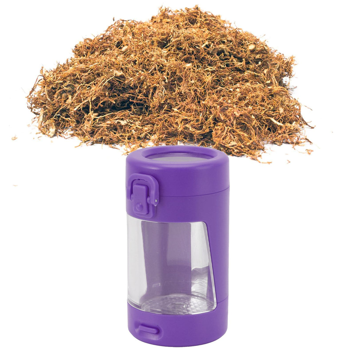 Glow Storage Jar with Grinder LED Waterproof Transparent Glass Seal Jar with 55mm Grinder for Outdoor Purple