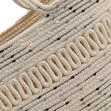 Straw Bag Woven Papyrus Large Capacity Simple Hollow Design Woven Basket Bag for Travel Holiday Black Dots in White - Side View