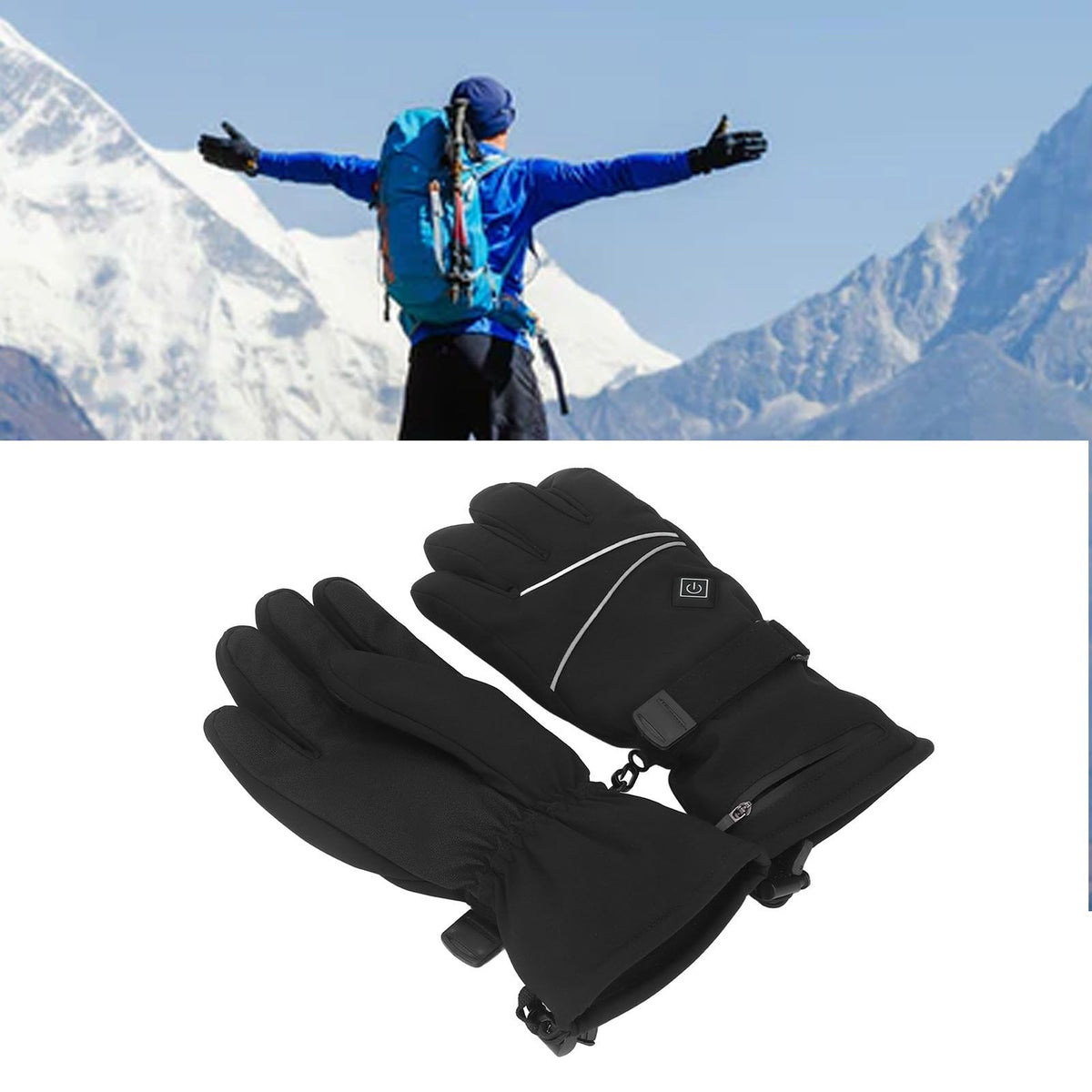 Heated Gloves Skiing Snowboarding Electric Battery Heated Gloves with 3 Heating Levels Skiing for Men Women L