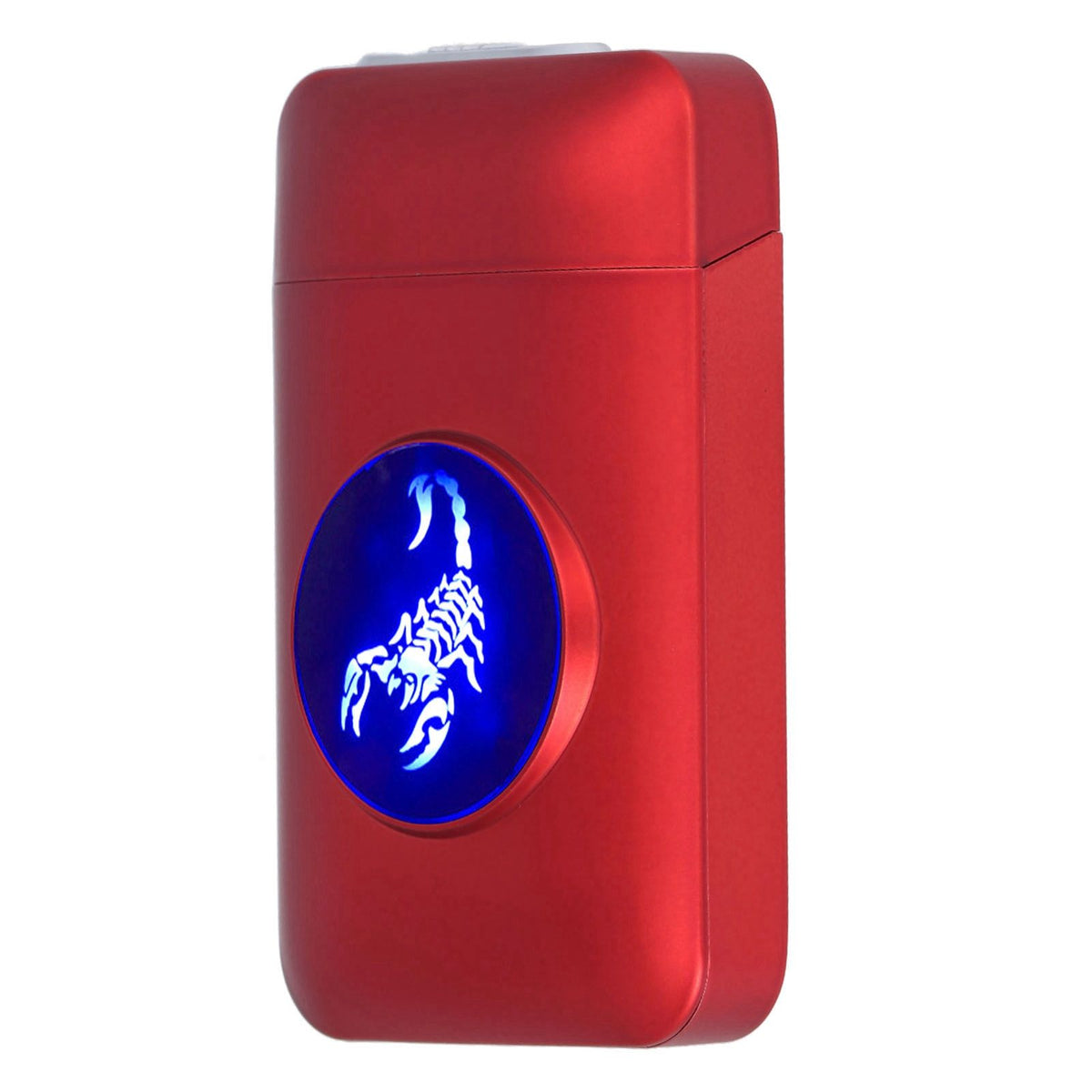 USB Rechargeable Cigarette Case Box with Windproof Lighter Holding 19pcs 84mm to 100mm Cigarettes Red Scorpion