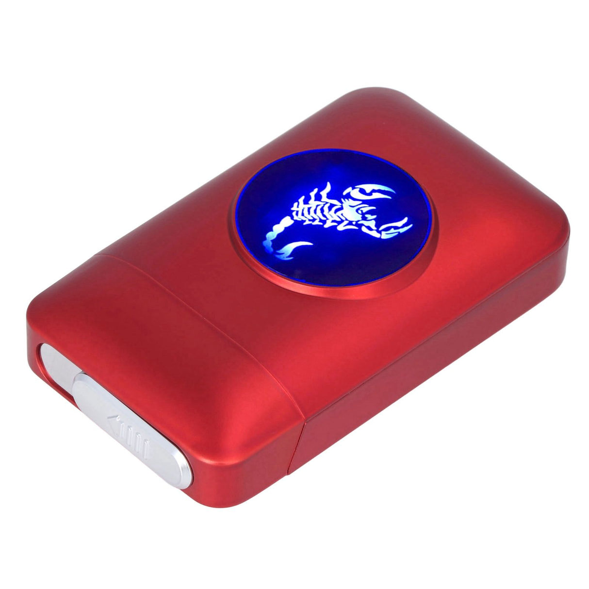 USB Rechargeable Cigarette Case Box with Windproof Lighter Holding 19pcs 84mm to 100mm Cigarettes Red Scorpion