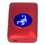 USB Rechargeable Cigarette Case Box with Windproof Lighter Holding 19pcs 84mm to 100mm Cigarettes Red Scorpion - Rear View