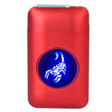 USB Rechargeable Cigarette Case Box with Windproof Lighter Holding 19pcs 84mm to 100mm Cigarettes Red Scorpion