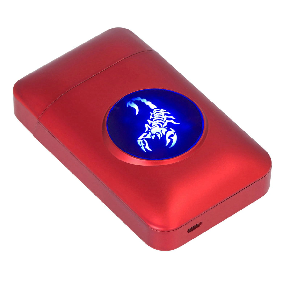 USB Rechargeable Cigarette Case Box with Windproof Lighter Holding 19pcs 84mm to 100mm Cigarettes Red Scorpion
