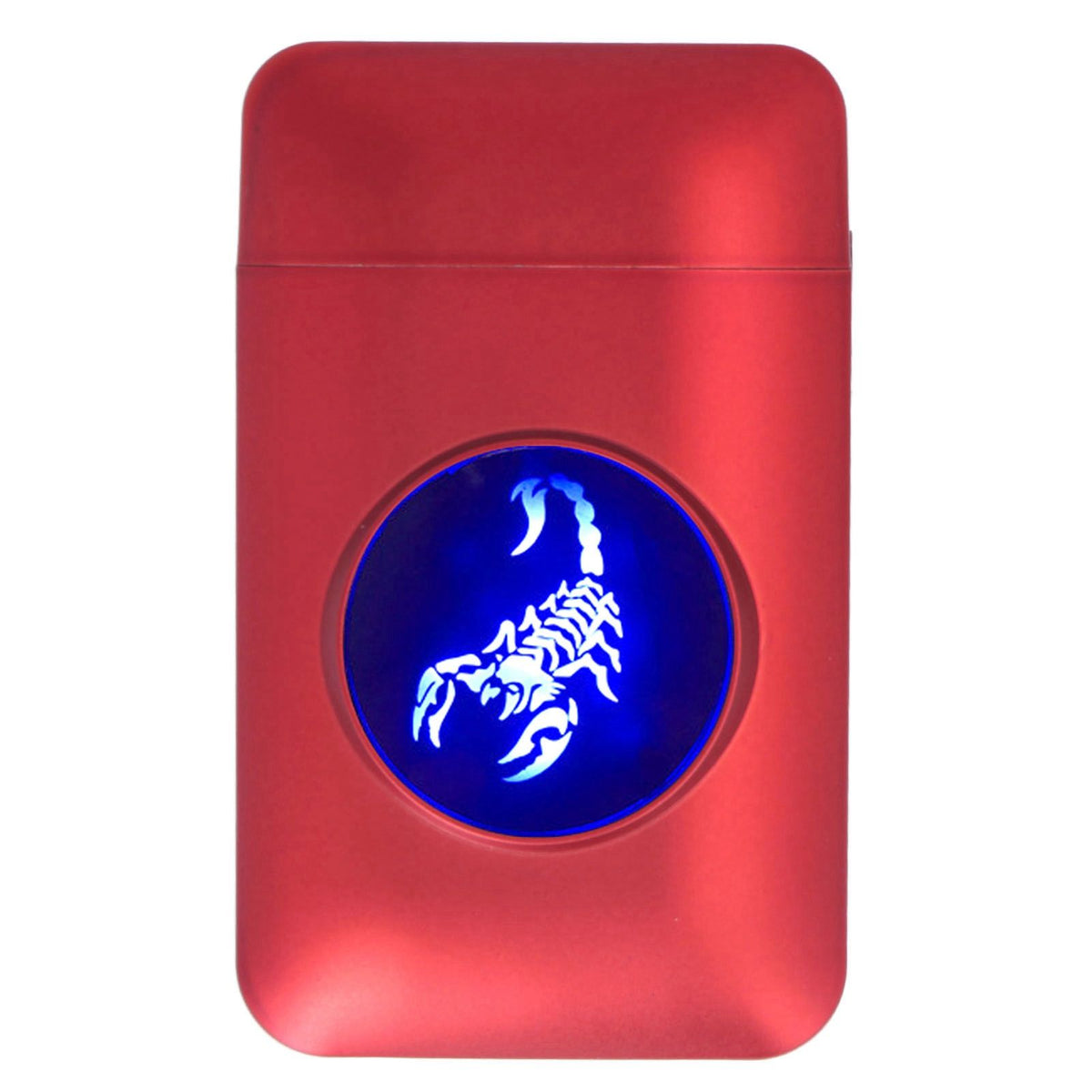 USB Rechargeable Cigarette Case Box with Windproof Lighter Holding 19pcs 84mm to 100mm Cigarettes Red Scorpion