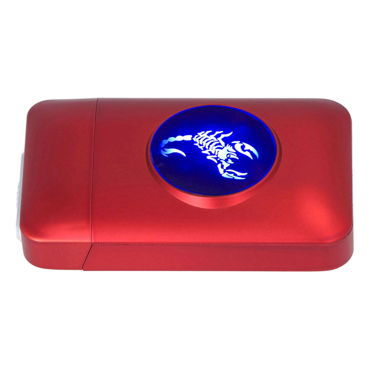 USB Rechargeable Cigarette Case Box with Windproof Lighter Holding 19pcs 84mm to 100mm Cigarettes Red Scorpion