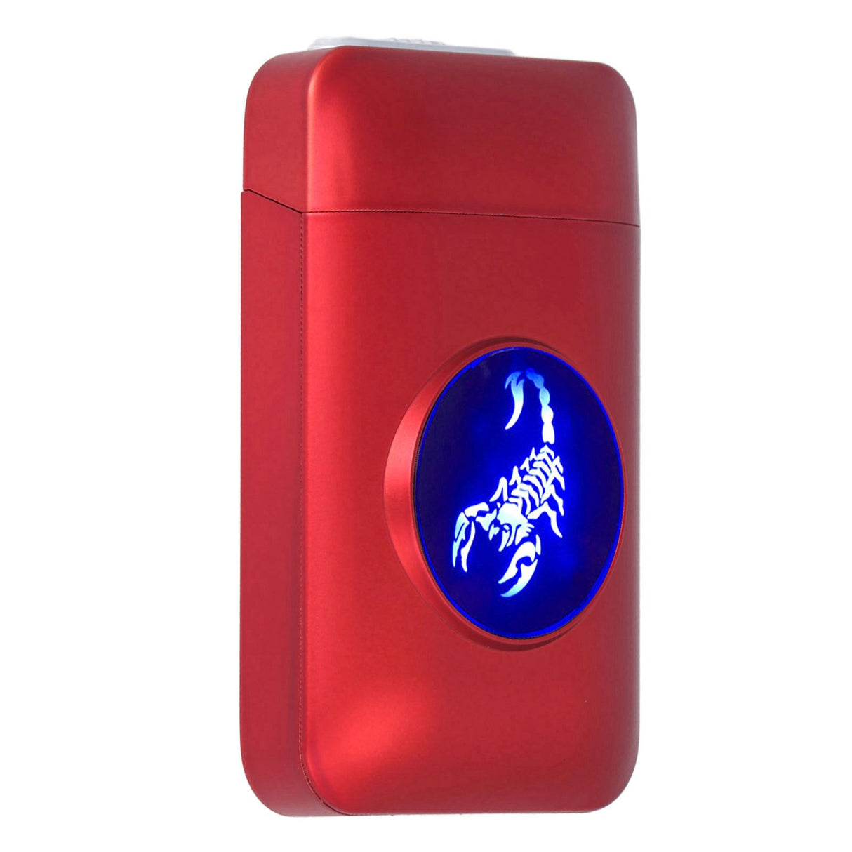 USB Rechargeable Cigarette Case Box with Windproof Lighter Holding 19pcs 84mm to 100mm Cigarettes Red Scorpion