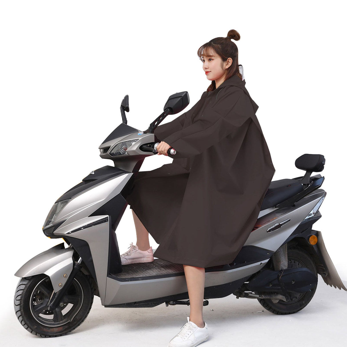 Adult Rain Poncho EVA Breathable Hooded Rain Poncho Outdoor Bike Cycling Raincoat for Men Women Black L