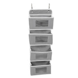 Over Door Hanging Organizer Wall Mount Storage with Hooks for Pantry Nursery Kitchen Closet Dorm Grey 4 Pockets