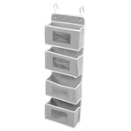 Over Door Hanging Organizer Wall Mount Storage with Hooks for Pantry Nursery Kitchen Closet Dorm Grey 4 Pockets