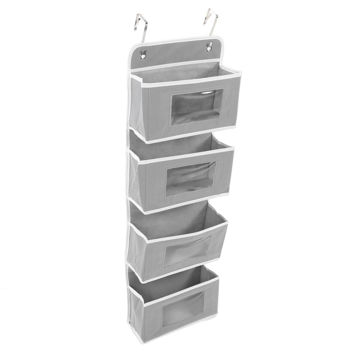 Over Door Hanging Organizer Wall Mount Storage with Hooks for Pantry Nursery Kitchen Closet Dorm Grey 4 Pockets