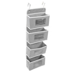 Over Door Hanging Organizer Wall Mount Storage with Hooks for Pantry Nursery Kitchen Closet Dorm Grey 4 Pockets