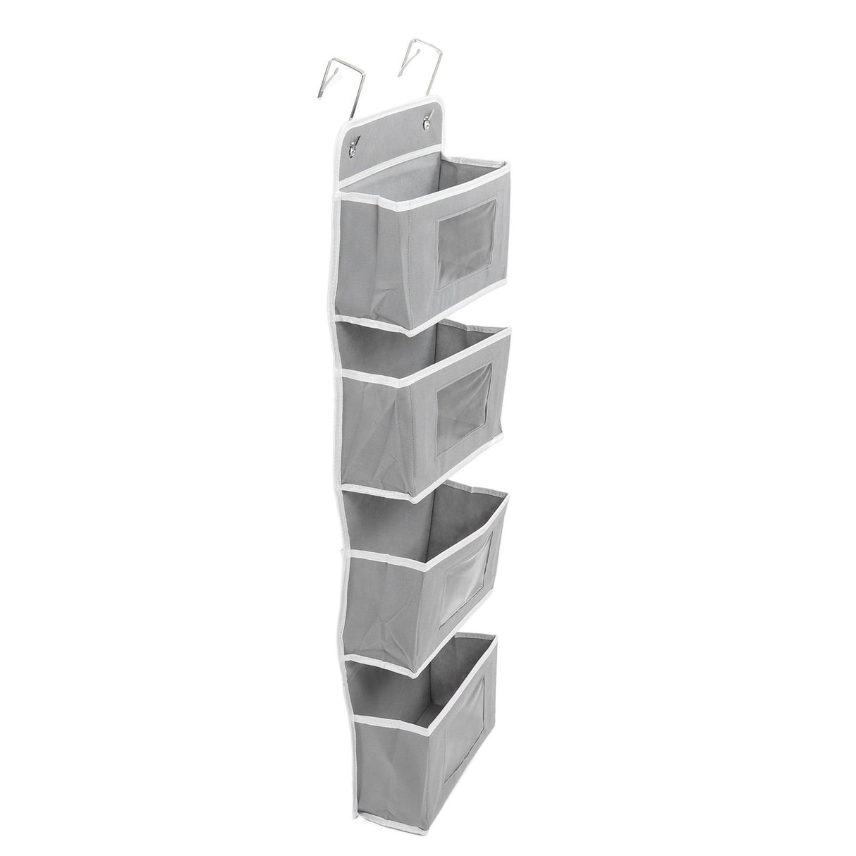 Over Door Hanging Organizer Wall Mount Storage with Hooks for Pantry Nursery Kitchen Closet Dorm Grey 4 Pockets