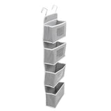 Over Door Hanging Organizer Wall Mount Storage with Hooks for Pantry Nursery Kitchen Closet Dorm Grey 4 Pockets - Top-Down View