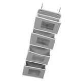 Over Door Hanging Organizer Wall Mount Storage with Hooks for Pantry Nursery Kitchen Closet Dorm Grey 4 Pockets - Close-Up Angle