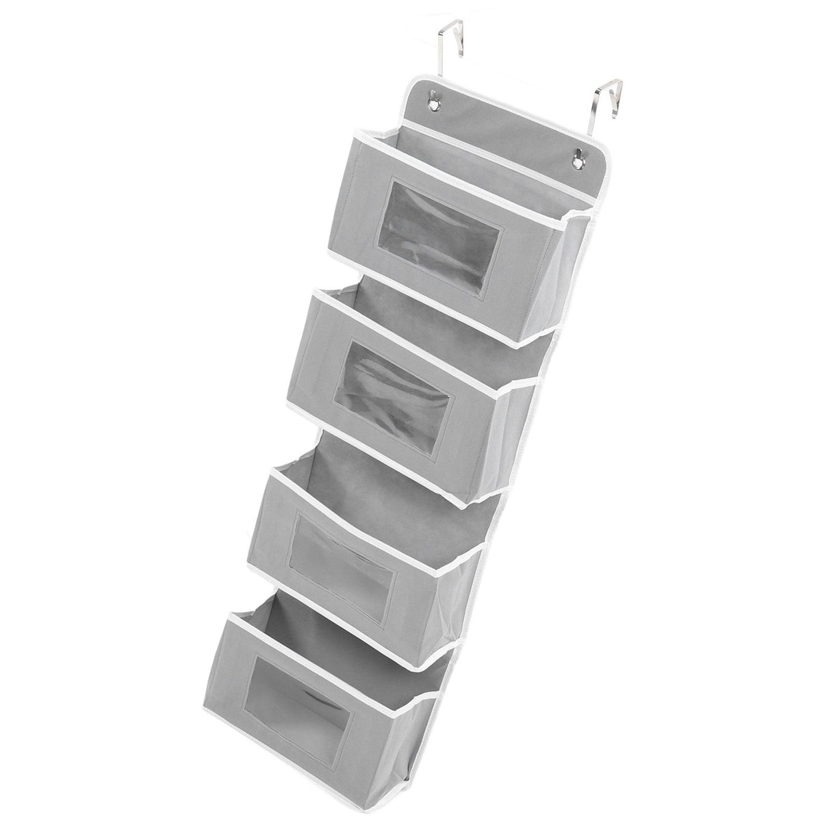 Over Door Hanging Organizer Wall Mount Storage with Hooks for Pantry Nursery Kitchen Closet Dorm Grey 4 Pockets