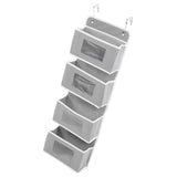 Over Door Hanging Organizer Wall Mount Storage with Hooks for Pantry Nursery Kitchen Closet Dorm Grey 4 Pockets