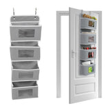 Over Door Hanging Organizer Wall Mount Storage with Hooks for Pantry Nursery Kitchen Closet Dorm Grey 4 Pockets - Extra Image