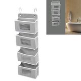 Over Door Hanging Organizer Wall Mount Storage with Hooks for Pantry Nursery Kitchen Closet Dorm Grey 4 Pockets