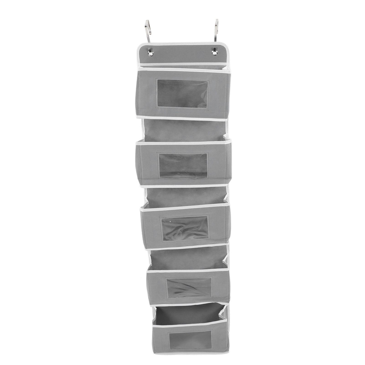 Over Door Hanging Organizer Wall Mount Storage with Hooks for Pantry Nursery Kitchen Closet Dorm Grey 5 Pockets