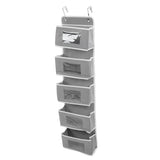 Over Door Hanging Organizer Wall Mount Storage with Hooks for Pantry Nursery Kitchen Closet Dorm Grey 5 Pockets