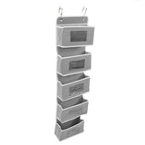 Over Door Hanging Organizer Wall Mount Storage with Hooks for Pantry Nursery Kitchen Closet Dorm Grey 5 Pockets