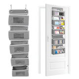 Over Door Hanging Organizer Wall Mount Storage with Hooks for Pantry Nursery Kitchen Closet Dorm Grey 5 Pockets - Extra Image