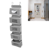 Over Door Hanging Organizer Wall Mount Storage with Hooks for Pantry Nursery Kitchen Closet Dorm Grey 5 Pockets - Extra Image