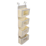 Over Door Hanging Organizer Wall Mount Storage with Hooks for Pantry Nursery Kitchen Closet Dorm Beige 4 Pockets