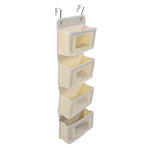 Over Door Hanging Organizer Wall Mount Storage with Hooks for Pantry Nursery Kitchen Closet Dorm Beige 4 Pockets