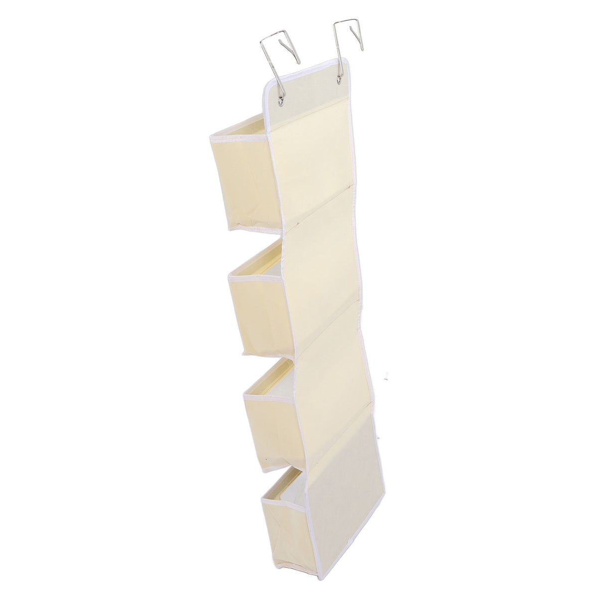 Over Door Hanging Organizer Wall Mount Storage with Hooks for Pantry Nursery Kitchen Closet Dorm Beige 4 Pockets
