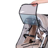Baby Stroller Rain Cover Transparent Adjustable Shockproof Windproof Cover for Stroller Black - Side View